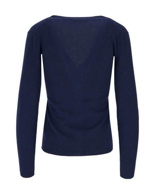 Lela Rose Blue V-Neck Cardigan