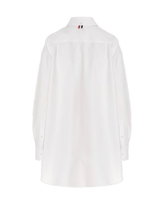 Thom Browne White Rwb Bow-Tie Detail Long-Sleeve Shirt