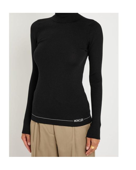Moncler Black Logo Wool Top
