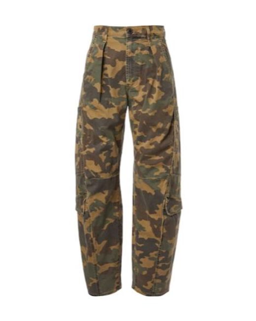 Citizens of Humanity Green Flight Camouflage Twill Barrel-Leg Pants