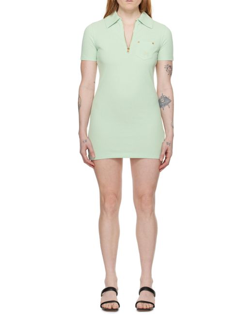 Palm Angels Green Logo Embroidered Mini Polo Dress