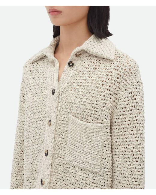 Bottega Veneta White Crochet Knitted Shirt