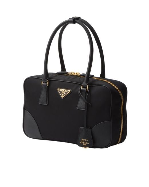 Prada Black Medium Re-Edition 1978 Logo Tote Bag