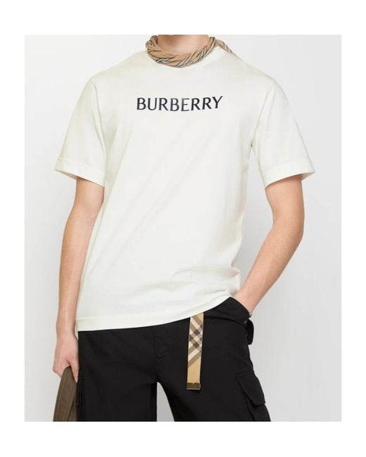 Burberry White Cotton Logo Slim T-Shirt for men