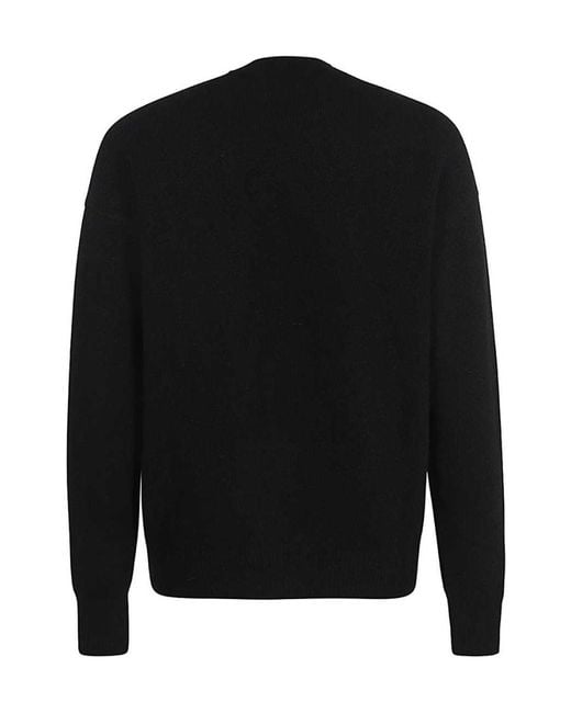 Palm Angels Black Logo Embroidered Crewneck Jumper for men