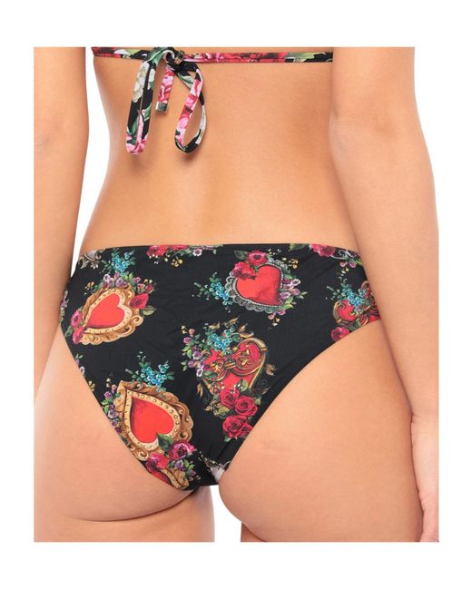 Dolce & Gabbana Black Floral Print Bikini Bottoms