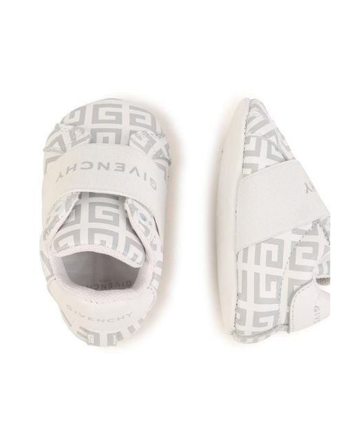 Givenchy White 4G Monogram-Pattern Leather Slippers