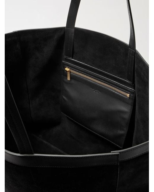 Nili Lotan Black Loren Leather-Trimmed Suede Tote