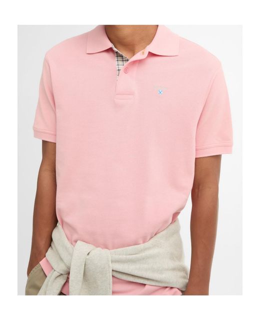 Barbour Pink Button-Down Short-Sleeved Polo Shirt for men