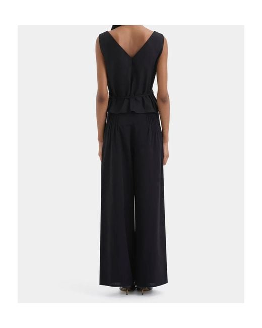 Sir Black Beatrice Pleated-Detailing Wide-Leg Trousers