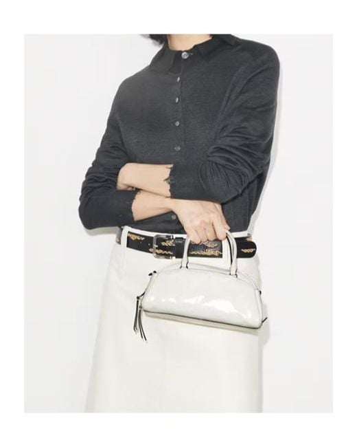 Tory Burch White Small Bowler Tote Bag