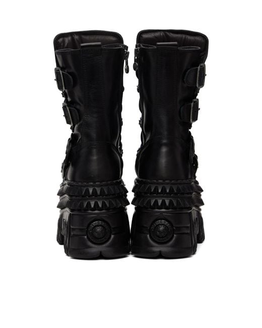 Vetements Black X New Rock Collaboration Lace-Up Mid-Calf Boots for men