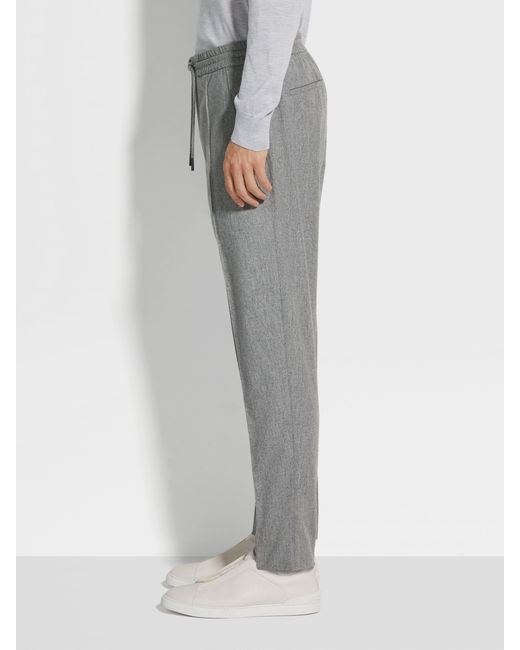 Zegna Gray Drawstring Elastic Waist Pants for men