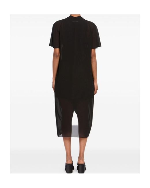 MM6 by Maison Margiela Black Draped Short-Sleeve Dress