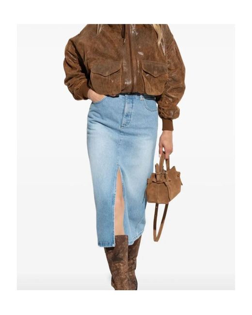 A.P.C. Blue Front Slit Denim Skirt
