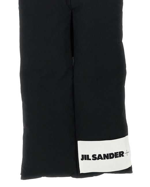 Jil Sander Black Padded Logo-Patch Scarf for men