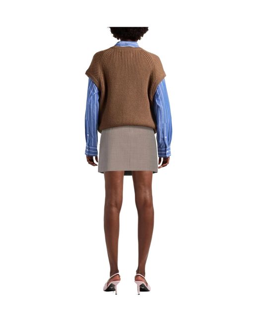 Sportmax Brown Houndstooth Pencil Skirt