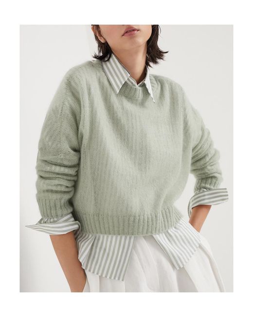 Brunello Cucinelli Natural Crew-Neck Open-Knit Jumper