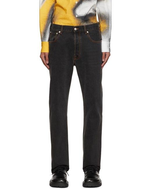 McQueen Black Straight-Leg Jeans for men