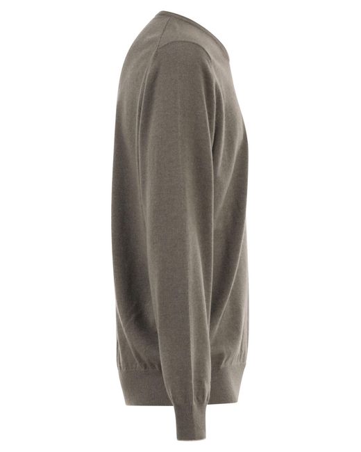 Brunello Cucinelli Gray Cashmere Crew-Neck Sweater for men