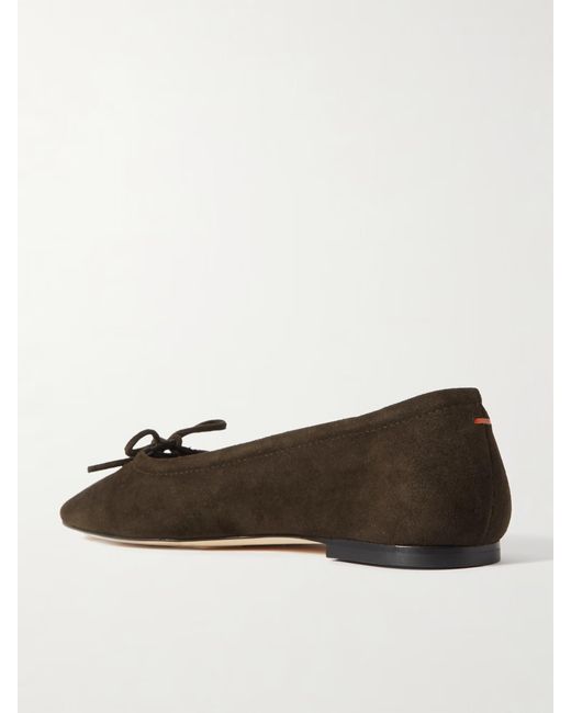 Aeyde Brown Delfina Suede Ballet Flats With Bow Embellishments