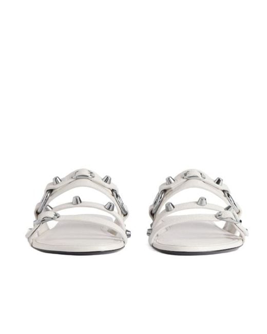 Balenciaga White Stud Detailed Slip-On Sandals