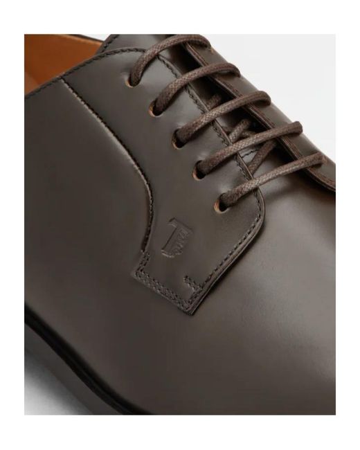 Tod's Brown Embossed Derby Shoes for men