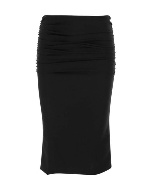 Versace Black Gathered Midi Skirt