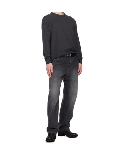 HELIOT EMIL Black Riveted Buckle Belt for men