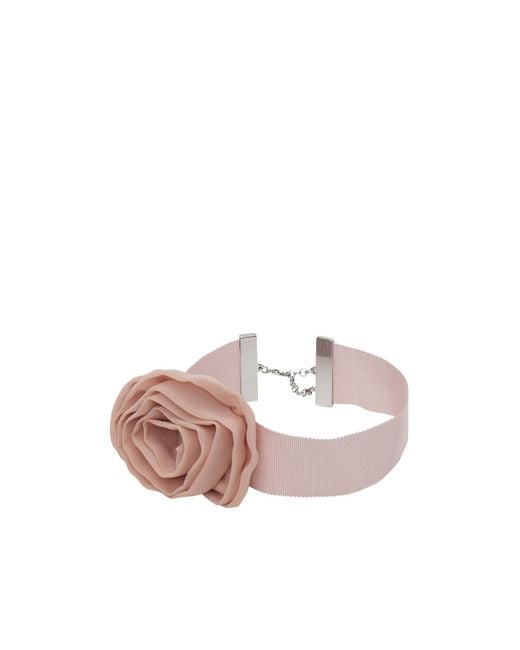 Blumarine Pink Lobster Clasp And Rose Necklace