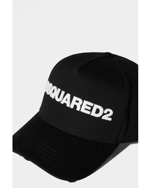 DSquared² Black Logo Embroidered Baseball Cap for men