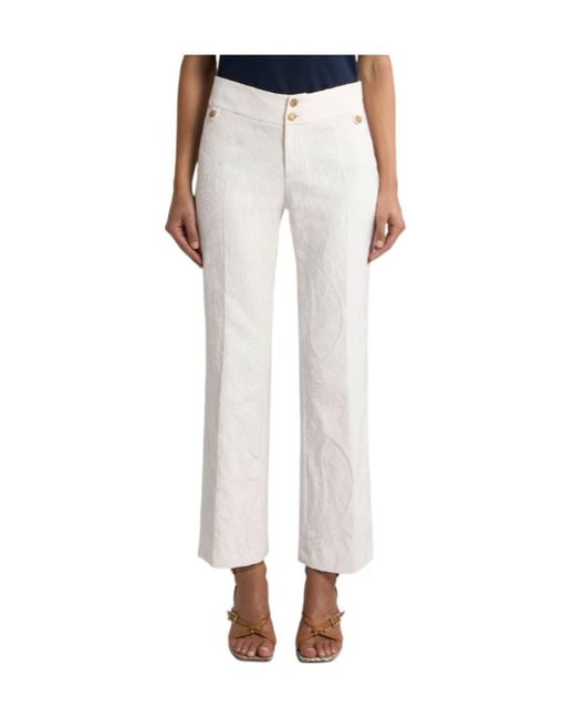Etro White High-Waist Paisley Pants