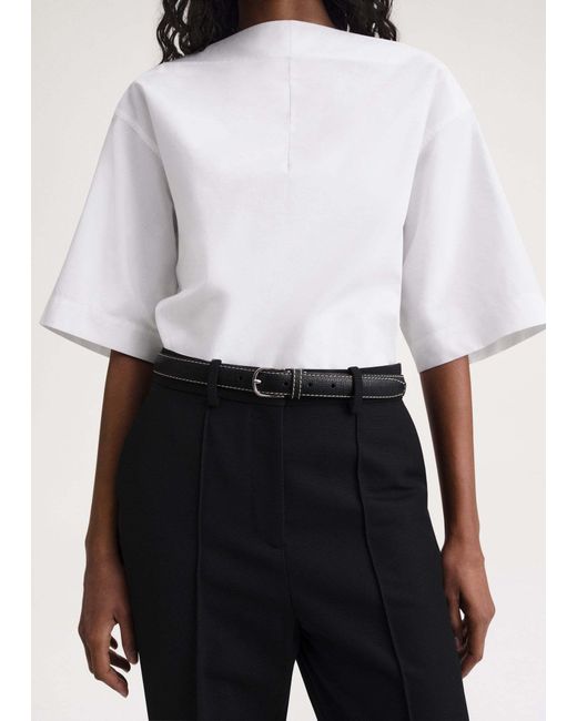 Totême White Totême Stitch-Detailed Buckled Belt