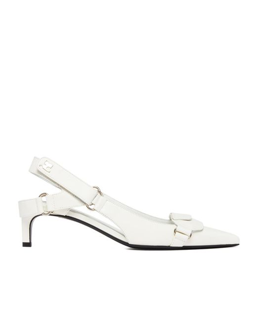 Courreges White 60Mm Pointed-Toe Leather Pumps