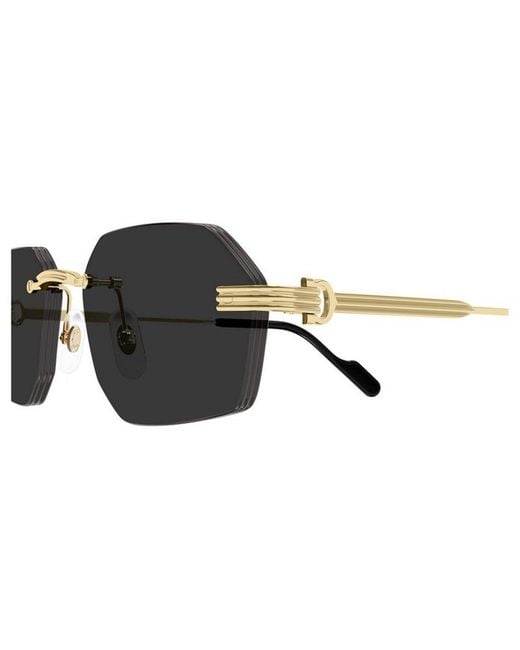 Cartier Black Rimless Irregular Sunglasses for men