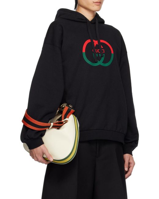 Gucci Black Interlocking G Drawstring Hoodie for men
