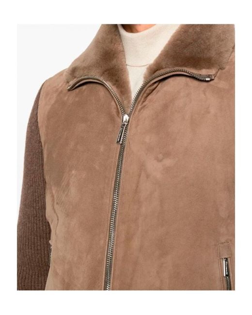 Moorer Brown Zip Jacket for men