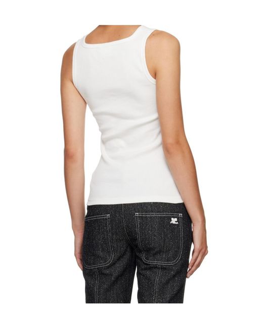 Courreges White Ribbed-Knit Zip-Up Tank Top
