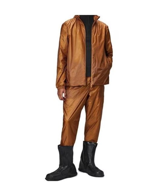 Rains Brown Zipper Hooded Cotton Jacket for men