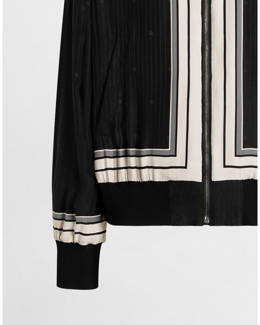 Dolce & Gabbana Black Printed Oversized Bomber Jacket for men