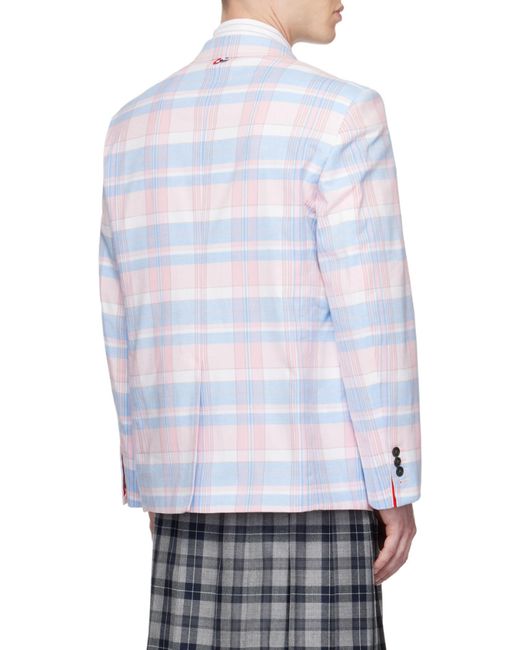 Thom Browne White Plaid-Checked Pattern Tailored Blazer for men