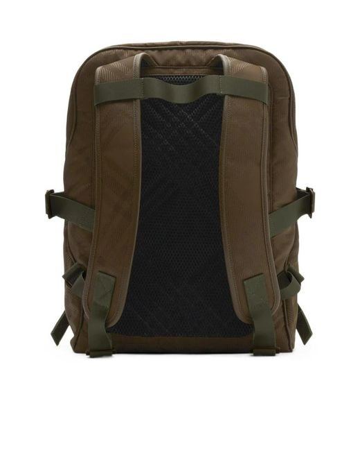Burberry Green Checked Jacquard Zipped Backpack for men
