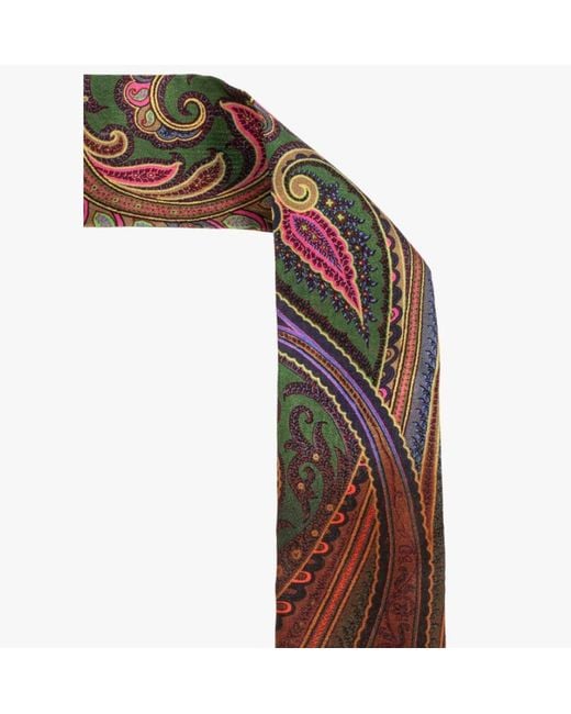 Etro Blue Silk Twill Paisleyina With Degradé Motif