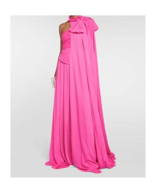 Safiyaa Pink Draped Chiffon Cape Gown