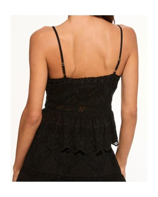 LoveShackFancy Blue Rowina Lace Peplum Top