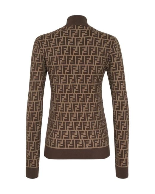 Fendi Brown Monogrammed Knitted Jumper