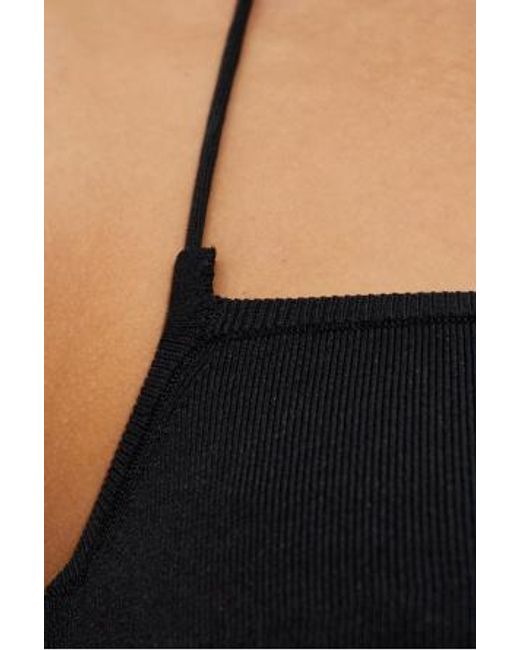 Cult Gaia Black Halterneck Ribbed Midi Dress