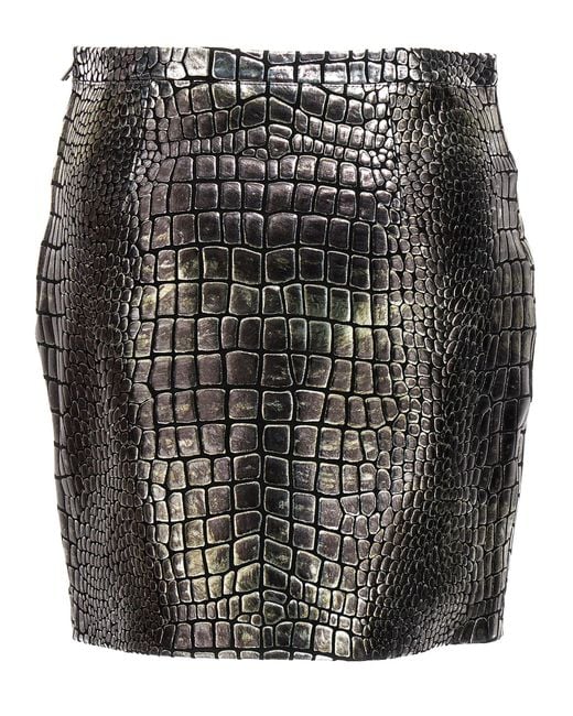Tom Ford Gray Pattern Skirt