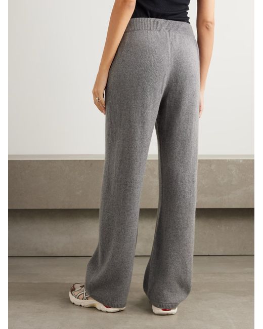 The Elder Statesman Gray Cashmere Wide-Leg Sweatpants