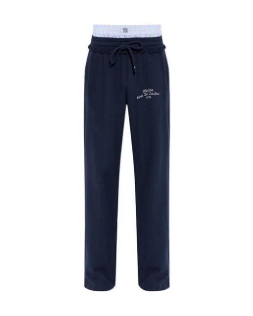 M I S B H V Blue Waffle Knit Drawstring Pants for men